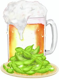 Beer and edamame, JPG and PNG Beer and edamame, beer, bubble, a mug, JPG and PNG