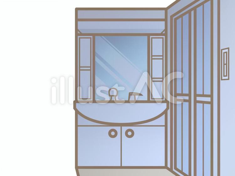 集合住宅の洗面所-夜201119 洗面所,脱衣所,洗面台のイラスト素材