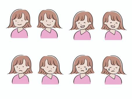 女の子　シンプル　かわいい 女の子,シンプル,ボブ,笑顔,泣き顔,困り顔のイラスト素材