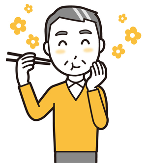 ニット中年男性(黄)-490-バスト  ニット中年男性(黄)-490-バスト 食べる,おいしい,おじさん,男性,中年,お父さん,パパ,シニア,ミドルエイジ,人物のイラスト素材