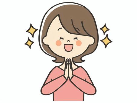 感激する若い女性 感激する若い女性 感謝,ありがとう,お礼,感動,感激,褒める,嬉しい,喜び,笑顔,楽しみのイラスト素材