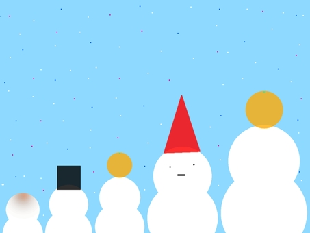 ゆきだるま ゆきだるま,雪,みかん,バケツ,おもち,冬,壁紙,背景,寒い日のイラスト素材