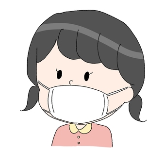 マスクをする児童 マスクをする児童 児童,女の子,マスクのイラスト素材