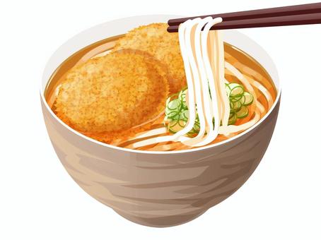 Illustration, उडोन, croquette, ग्रीन प्याज, 