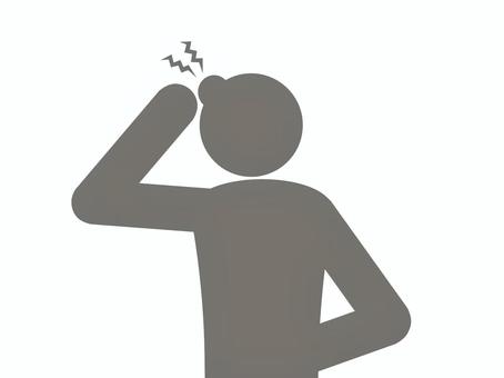 頭にたんこぶができて痛がる人（灰色） たんこぶ,こぶ,打撲,打つ,怪我,外傷,青あざ,青たん,内出血,転倒のイラスト素材