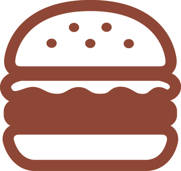 ピクトグラムの茶色のハンバーガーです。 ピクトグラム,ハンバーガー,食べ物,シンプル,ファーストフード,ビーフ,パティ,バンズ,レタス,トマトのイラスト素材