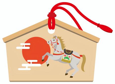 正月飾りの馬の絵馬（白毛）_25 馬,午年,年賀状,午,絵馬,干支,リアル,年賀状素材,年賀はがき,素材のイラスト素材