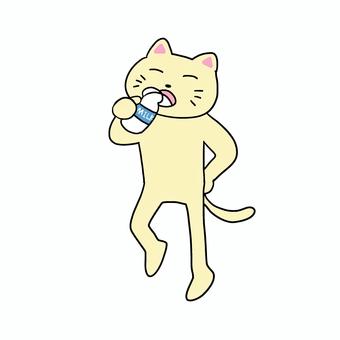 牛乳を飲むねこ ねこ,動物,キャラ,ポップ,かわいい,牛乳,ミルク,湯上がり,美味しい,飲み物のイラスト素材