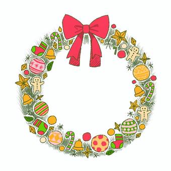 手描きクリスマスリース