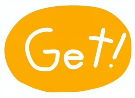GET黄色 get,獲得,ボタン,ui,手書き,文字のイラスト素材