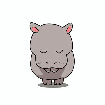 おじぎをした動物 動物,おじぎ,キャラクター,カバ,挨拶のイラスト素材