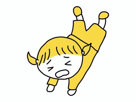転んだ女の子 こける,転ぶ,女の子,女子,キッズ,子供,人物,幼児,ベクター,シンプルのイラスト素材