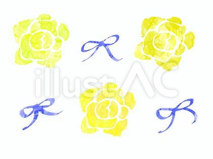 黄色のバラのイラストセット