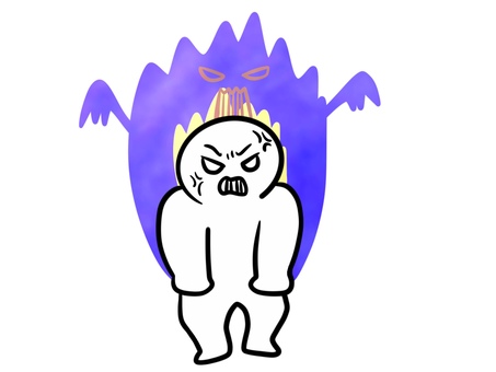 怒りの棒人間(青い炎) 棒人間,people,怒り,炎,火,手書き,手描き,素材,イラスト,挿し絵のイラスト素材