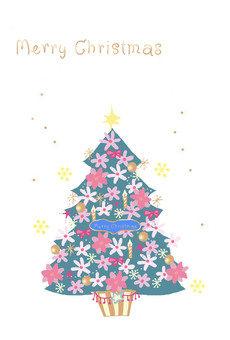 花のクリスマスツリー　手描き