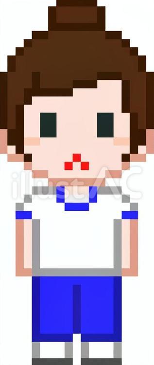 ドット絵の青の体操服の女性です。 ドット絵,体操服,女性のイラスト素材