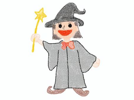 子供魔女 子供魔女 子供,落書き風,魔女のイラスト素材