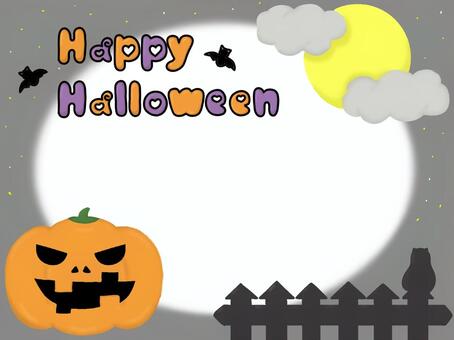 HappyHalloween(黒) ハロウィン,ハッピーハロウィン,カボチャ,月,コウモリ,秋,10月のイラスト素材