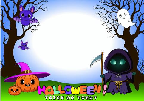 ハロウィン　フレーム ハロウィン,フレーム,コウモリ,カボチャ,幽霊,死神,秋,１０月のイラスト素材