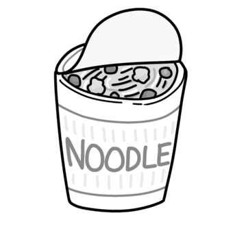 カップラーメン（白黒） ヌードル,カップラーメン,ラーメン,カップ麺,乾麺,美味しい,フリーズドライ,お湯,非常食,醤油味のイラスト素材