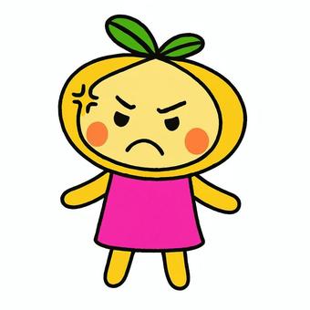 オリジナルみかんちゃんの怒り顔 みかん,顔つき,体つき,女の子,かわいい,怒り顔,怒る子のイラスト素材