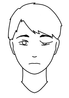 ものもらいのある男性　線画 ものもらい,腫脹,目,異常,正面,男性,線画のイラスト素材