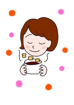 ほっと ほっと あたたかい,ティータイム,飲み物,コーヒー,休憩,ひといきのイラスト素材