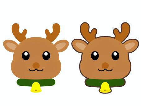 トナカイ(顔のみver)_1 トナカイ顔,トナカイ,クリスマス,12月,冬,動物,ベル,鈴,かわいい,行事のイラスト素材