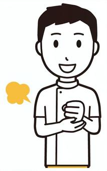  理学療法士男(黄)-080-バスト 納得,理学療法士,整体師,白衣,医療,病院,柔道整復師,カイロプラクティック,鍼灸師,マッサージ師のイラスト素材
