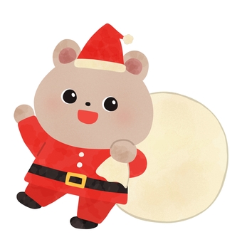 くまサンタ クリスマス,くま,サンタクロース,帽子,服,動物,絵本,可愛い,ゆるい,手描きのイラスト素材