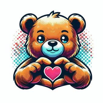 A bear expressing a heart with his hands, , JPG