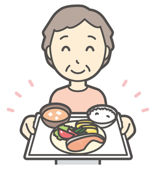  ロンTお婆さん-427-バスト 食事,お婆さん,高齢者,老人,女性,祖母,人物,かわいい,食べる,バストアップのイラスト素材