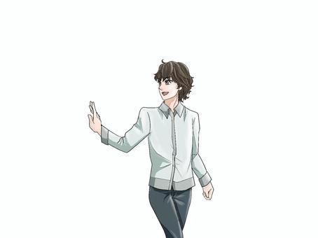 手を振る男性 手を振る,男性,笑顔,イケメン,去る,進む,行く,歩く,振り返る,振り向くのイラスト素材