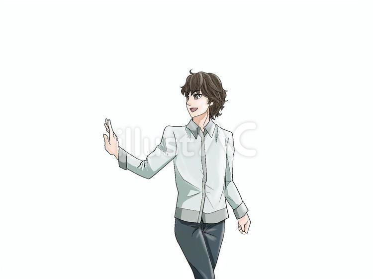 手を振る男性 手を振る,男性,笑顔のイラスト素材