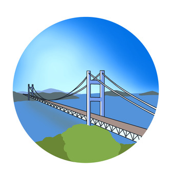 瀬戸大橋 瀬戸大橋,橋,道路,鉄道,観光のイラスト素材