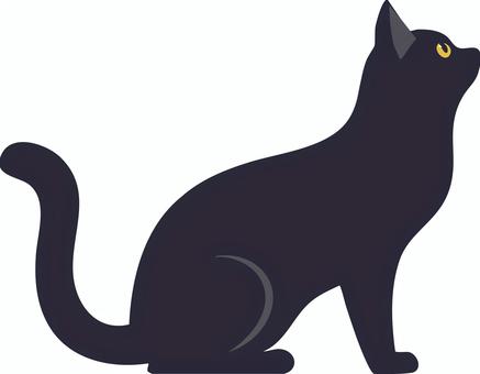 空を見上げる黒猫 猫,黒猫,動物,生き物,ペットのイラスト素材