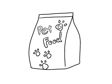 ペットフード線画 ペット用品,線画,黒,餌,かわいい,手描き,食事,犬,猫,ペットフードのイラスト素材