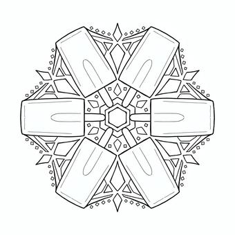 ソーダアイスのまんだらぬりえ アイス,デザイン,塗り絵,白黒,マンダラ,模様のイラスト素材