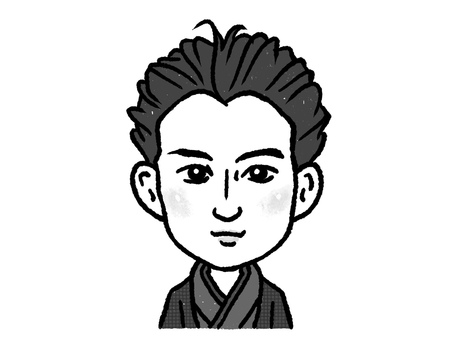 萩原朔太郎 萩原朔太郎,似顔絵,肖像画,ゆるい,かわいい,手描き,デフォルメ,歴史,人物,上半身のイラスト素材