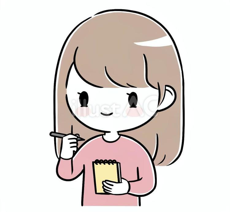 メモ帳とペンを持って書く女性 女性,メモ,書くのイラスト素材