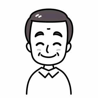おじいさん　笑顔　白黒 おじいさん,白黒,笑顔,嬉しい,顔,喜ぶ,満足,ニコニコ,高齢者,ごきげんのイラスト素材