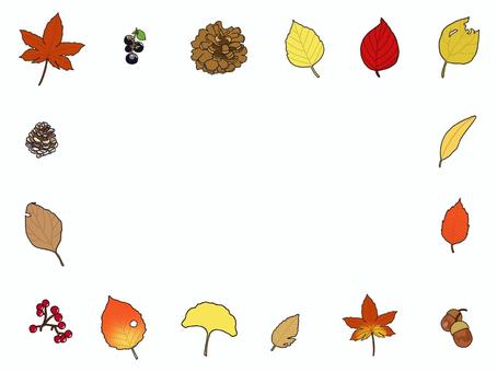 秋の素材 秋の素材 秋,オータム,落ち葉,木の実,素材,イチョウ,紅葉,カエデ,松ぼっくり,ドングリのイラスト素材