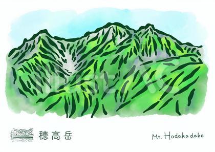 手描きで描いた穂高岳(カラー)