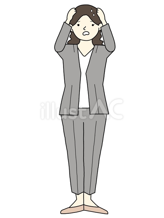 頭を抱える女性（全身）② 女性,人物,全身のイラスト素材