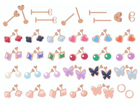 Illustration, earrings, pink gold, precious metal, 