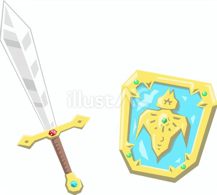 ファンタジーの剣と盾 剣,盾,装備品のイラスト素材