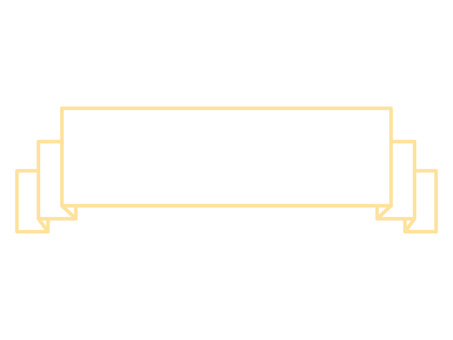 タイトル・見出し用・横長のリボンフレーム フレーム,リボン,バナー,帯,タイトル,フラッグ,タグ,ミニマル,線画,オレンジのイラスト素材