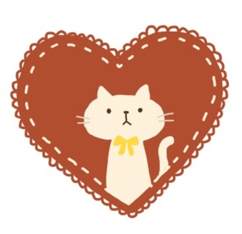 ハート ハート,猫,白猫,リボン,動物,しっぽ,かわいいのイラスト素材