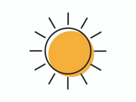 シンプルな晴れのお天気イラスト 天気,晴れ,太陽,アイコン,カラー,図形,線画,天気予報,シンプル,オシャレのイラスト素材