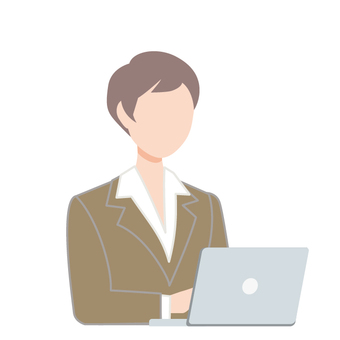 パソコン作業中のスーツの女性３ 女性,30代,40代,ol,新卒,新入社員,若い,人,1人,働くのイラスト素材